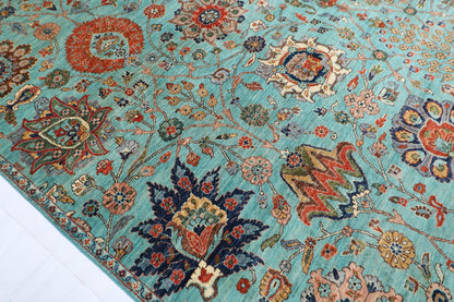 306 x 422 cm | Traditional Floral Area Rug Afghan Hand Knotted veg Dye Wool carpet - ART WOOL CARPET