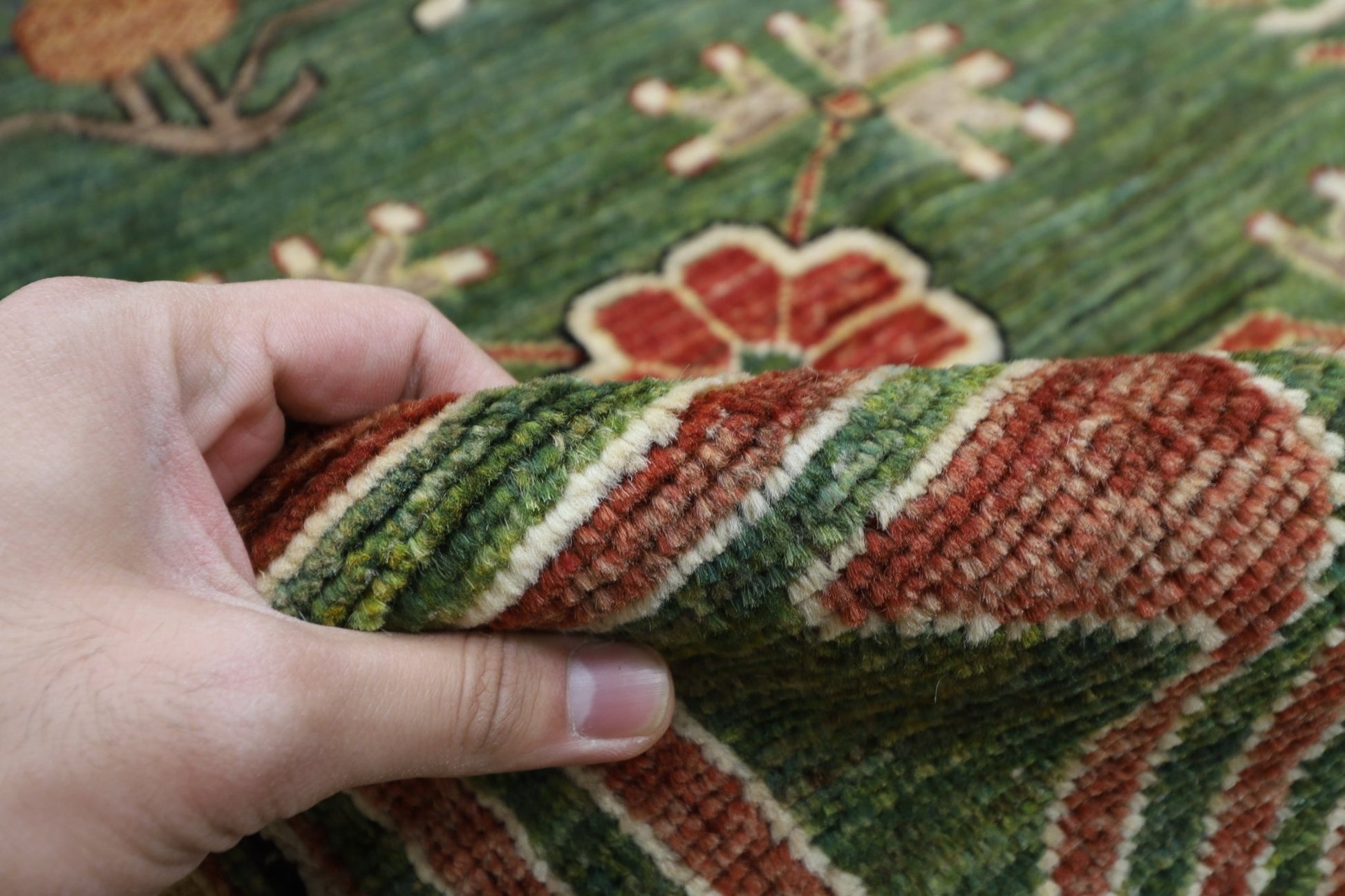 310 x 415 cm | Oriental Suzani Green Area Rug Afghan Hand Knotted Veg Dye Wool carpet - ART WOOL CARPET