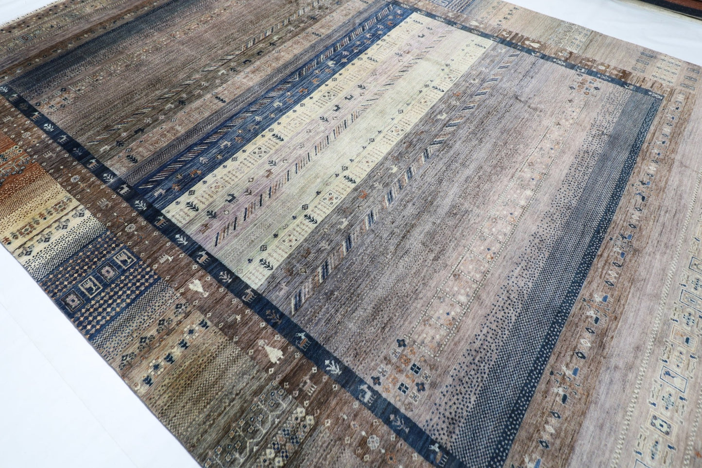 312 x 426 cm | Traditional Gabbeh Area Rug Afghan Hand Knotted veg Dye Wool carpet - ART WOOL CARPET