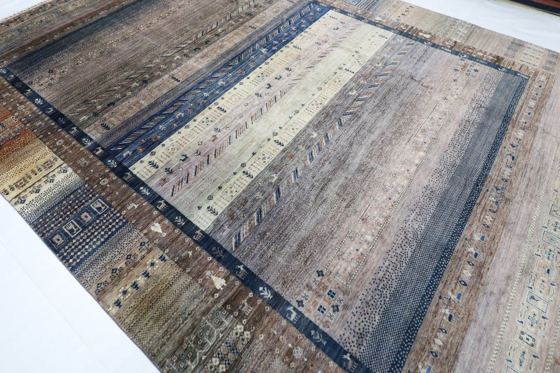 312 x 426 cm | Traditional Gabbeh Area Rug Afghan Hand Knotted veg Dye Wool carpet - ART WOOL CARPET
