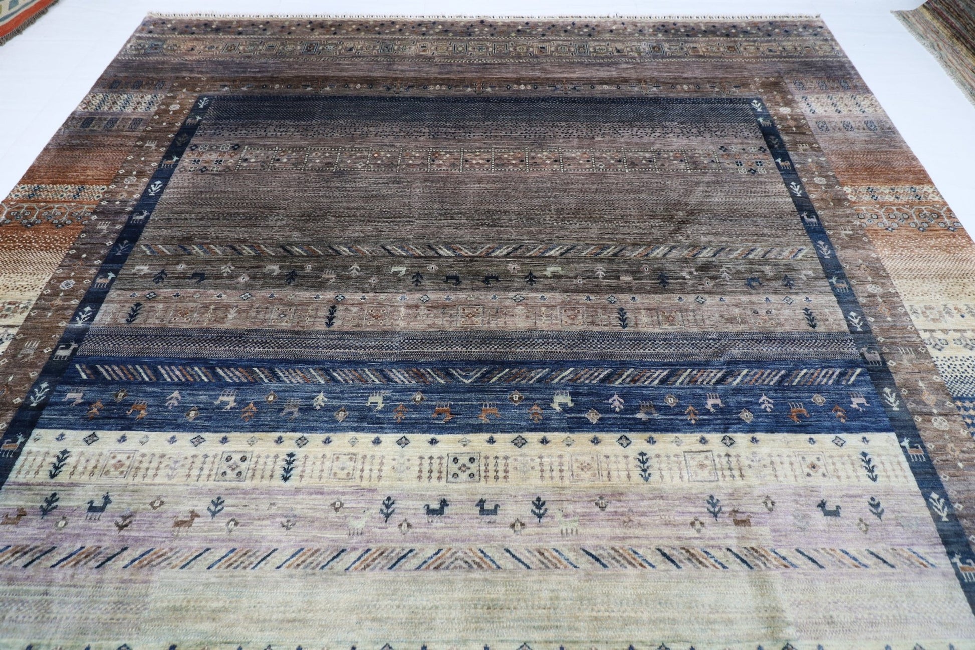 312 x 426 cm | Traditional Gabbeh Area Rug Afghan Hand Knotted veg Dye Wool carpet - ART WOOL CARPET