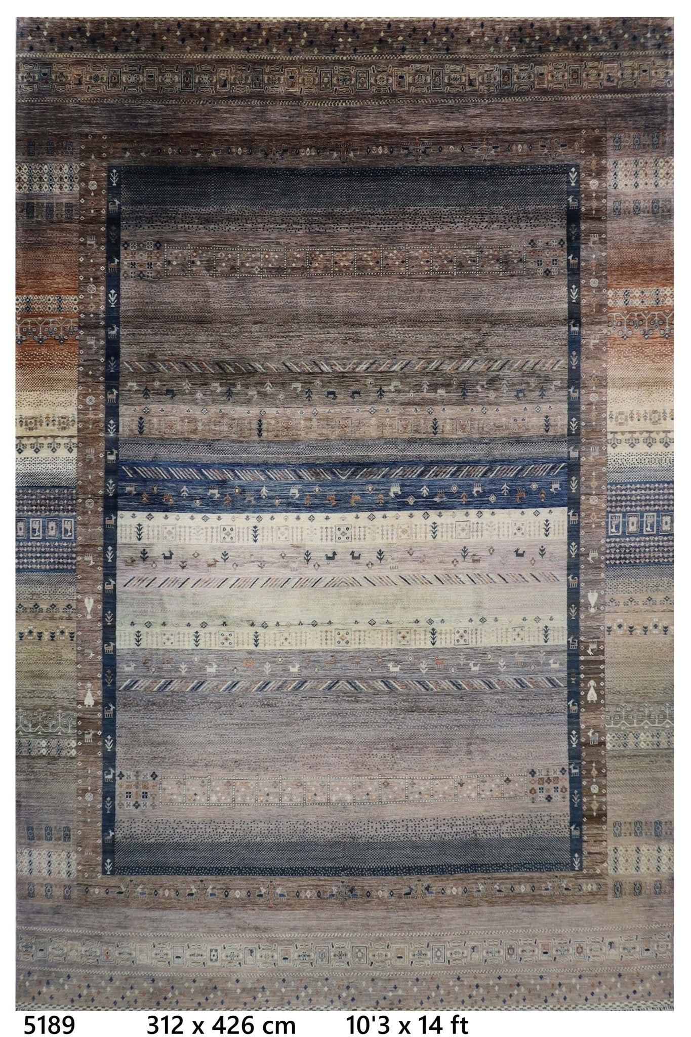 312 x 426 cm | Traditional Gabbeh Area Rug Afghan Hand Knotted veg Dye Wool carpet - ART WOOL CARPET