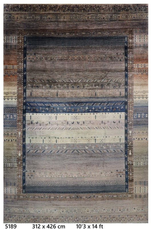 312 x 426 cm | Traditional Gabbeh Area Rug Afghan Hand Knotted veg Dye Wool carpet - ART WOOL CARPET