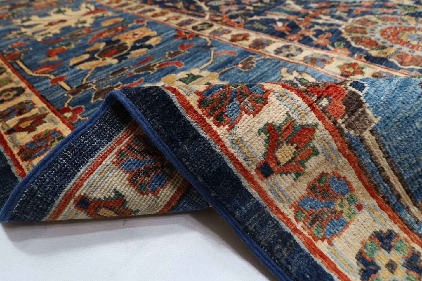 360 x 423 cm | Bidjar Blue Area Rug Afghan Hand Knotted veg Dye Wool carpet - ART WOOL CARPET