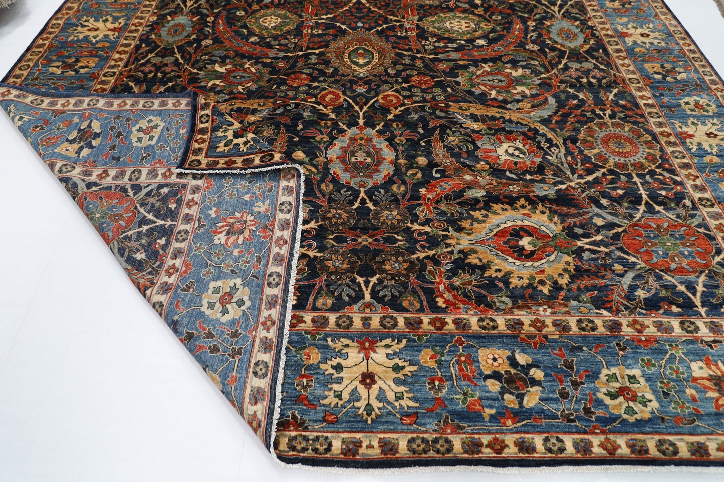 360 x 423 cm | Bidjar Blue Area Rug Afghan Hand Knotted veg Dye Wool carpet - ART WOOL CARPET