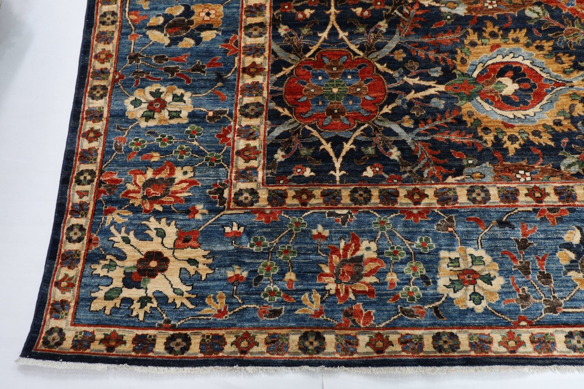 360 x 423 cm | Bidjar Blue Area Rug Afghan Hand Knotted veg Dye Wool carpet - ART WOOL CARPET