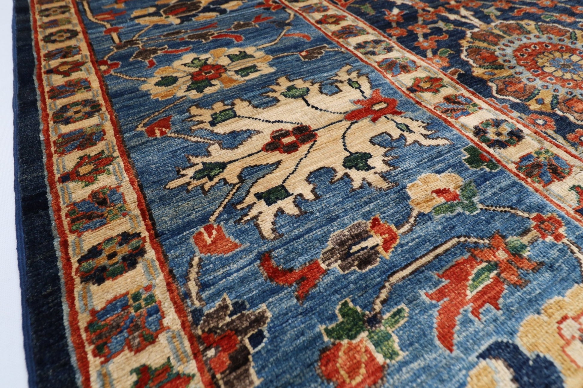 360 x 423 cm | Bidjar Blue Area Rug Afghan Hand Knotted veg Dye Wool carpet - ART WOOL CARPET