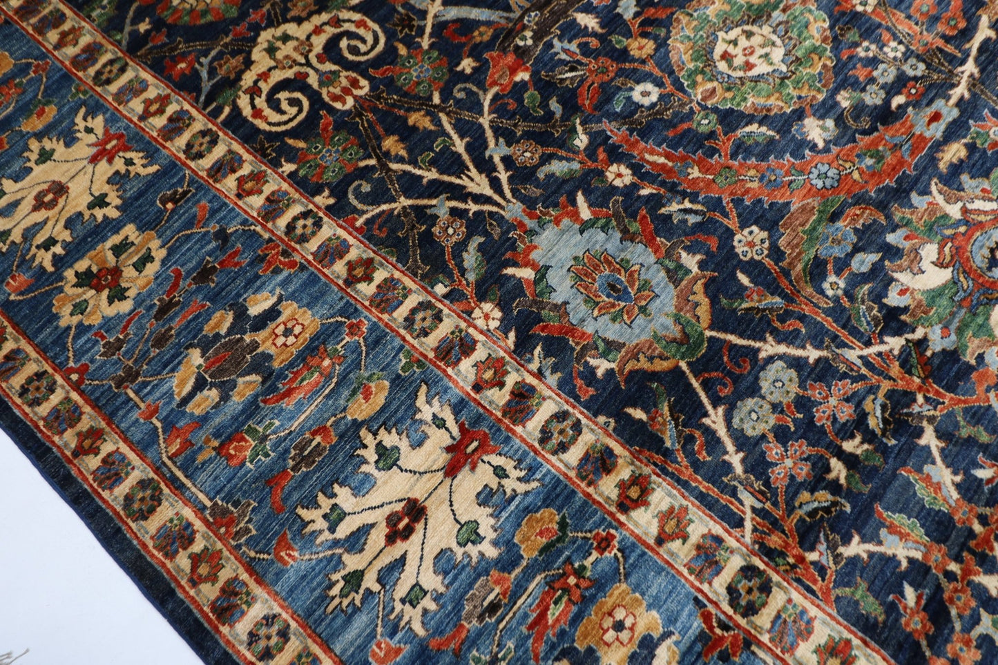 360 x 423 cm | Bidjar Blue Area Rug Afghan Hand Knotted veg Dye Wool carpet - ART WOOL CARPET