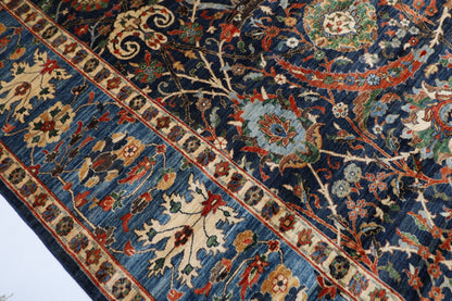 360 x 423 cm | Bidjar Blue Area Rug Afghan Hand Knotted veg Dye Wool carpet - ART WOOL CARPET