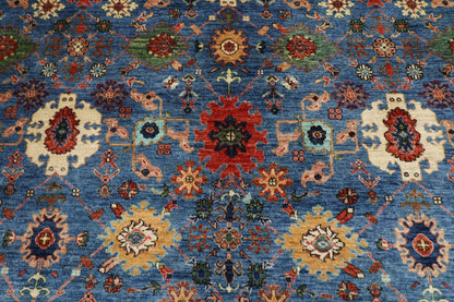 363 x 452 cm | Oriental Large Blue Area Rug Afghan Hand Knotted Veg Dye Wool carpet - ART WOOL CARPET