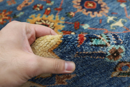 363 x 452 cm | Oriental Large Blue Area Rug Afghan Hand Knotted Veg Dye Wool carpet - ART WOOL CARPET