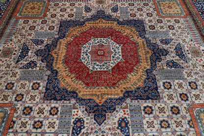 367 x 446 cm | Large Size Mamluk Area Rug Afghan Hand Knotted veg Dye Wool carpet - ART WOOL CARPET