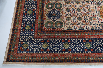 367 x 446 cm | Large Size Mamluk Area Rug Afghan Hand Knotted veg Dye Wool carpet - ART WOOL CARPET