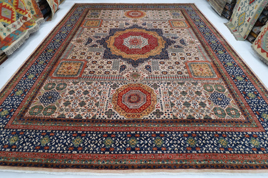 367 x 446 cm | Large Size Mamluk Area Rug Afghan Hand Knotted veg Dye Wool carpet - ART WOOL CARPET