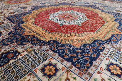 367 x 446 cm | Large Size Mamluk Area Rug Afghan Hand Knotted veg Dye Wool carpet - ART WOOL CARPET