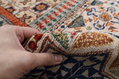 367 x 446 cm | Large Size Mamluk Area Rug Afghan Hand Knotted veg Dye Wool carpet - ART WOOL CARPET