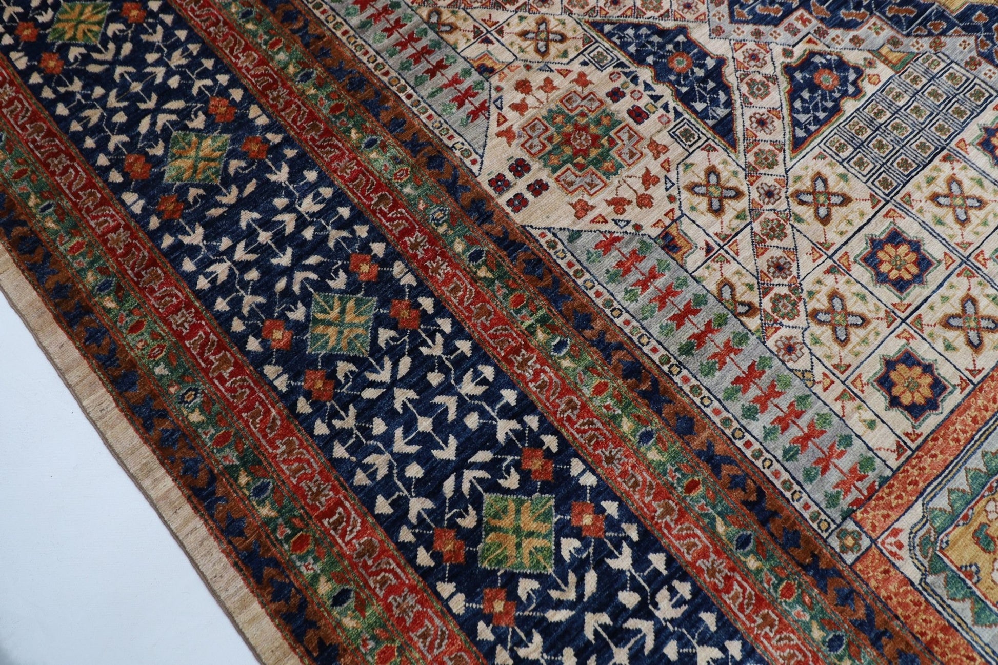 367 x 446 cm | Large Size Mamluk Area Rug Afghan Hand Knotted veg Dye Wool carpet - ART WOOL CARPET