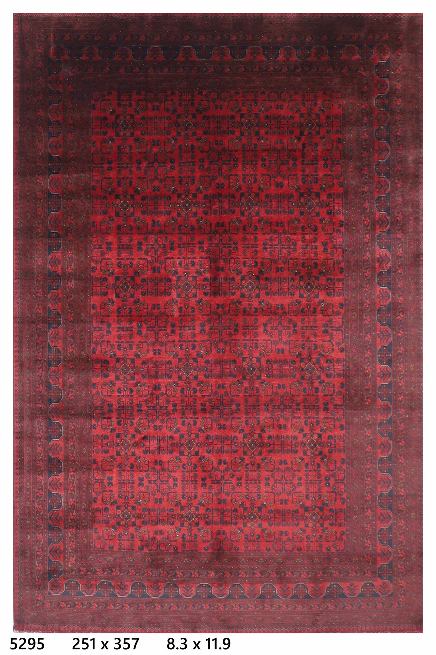 251 x 357 cm | Large Bokhara Red Area Rug Afghan Hand Knotted Wool carpet