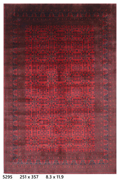 251 x 357 cm | Large Bokhara Red Area Rug Afghan Hand Knotted Wool carpet