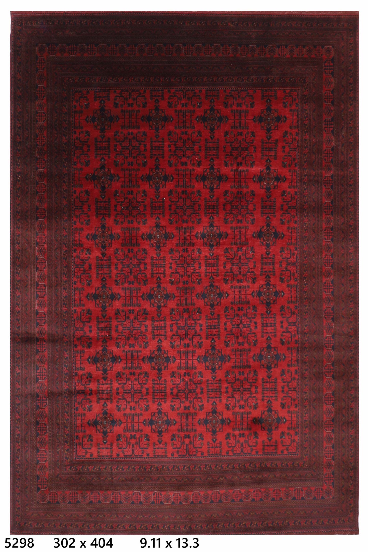 302 x 404 cm | Large Bokhara Red Area Rug Afghan Hand Knotted Wool carpet