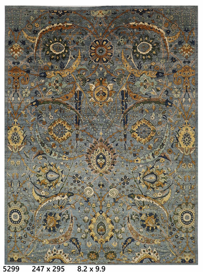 247 x 295 cm | Bidjar Gray Area Rug Afghan Hand Knotted Veg Dye Wool carpet