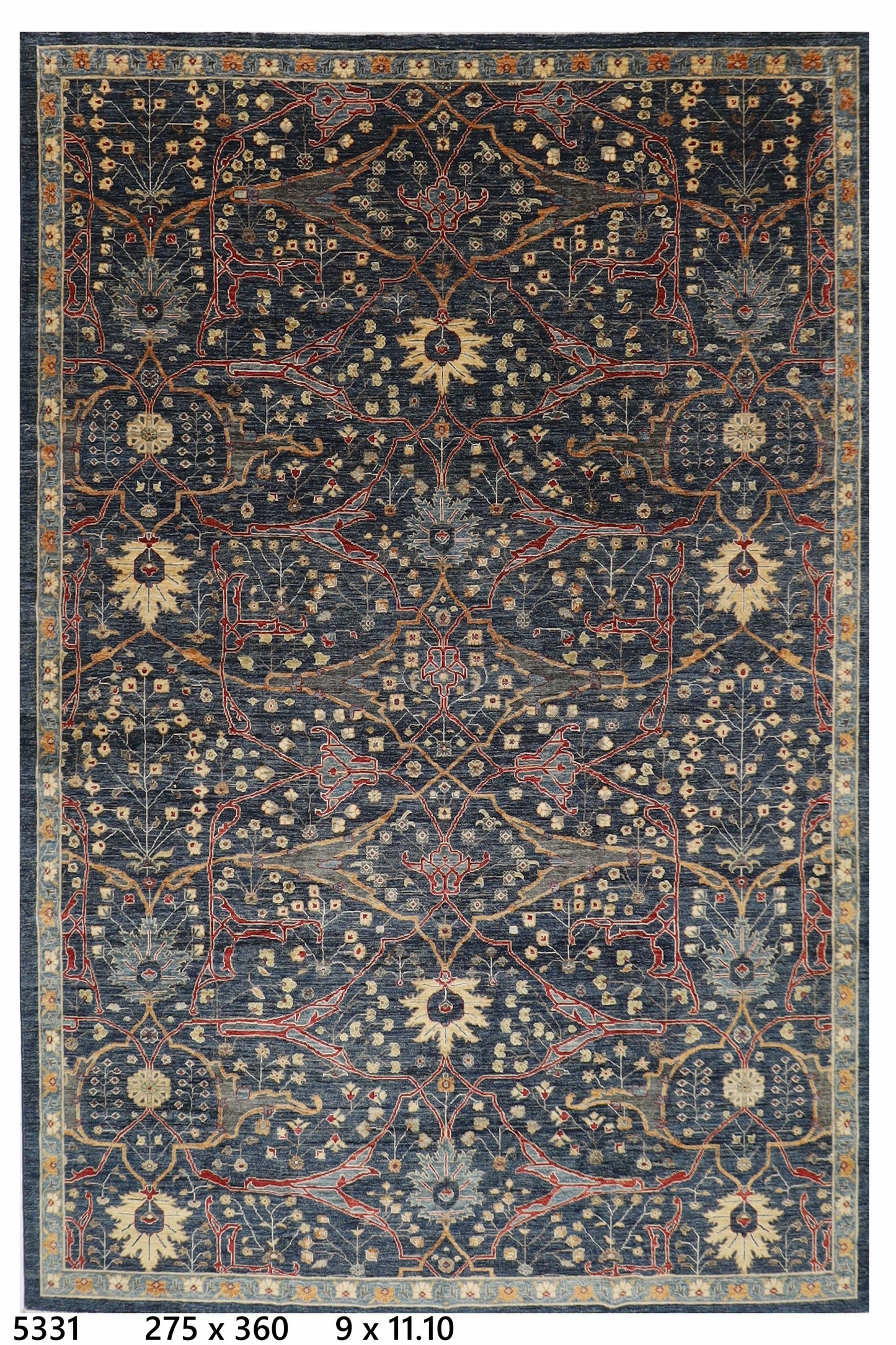 275 x 360 cm | Oriental Bidjar Blue Area Rug Afghan Hand Knotted Veg Dye Wool carpet