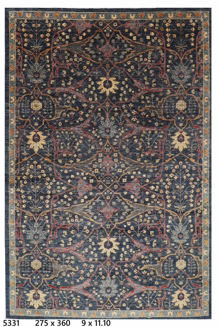 275 x 360 cm | Oriental Bidjar Blue Area Rug Afghan Hand Knotted Veg Dye Wool carpet