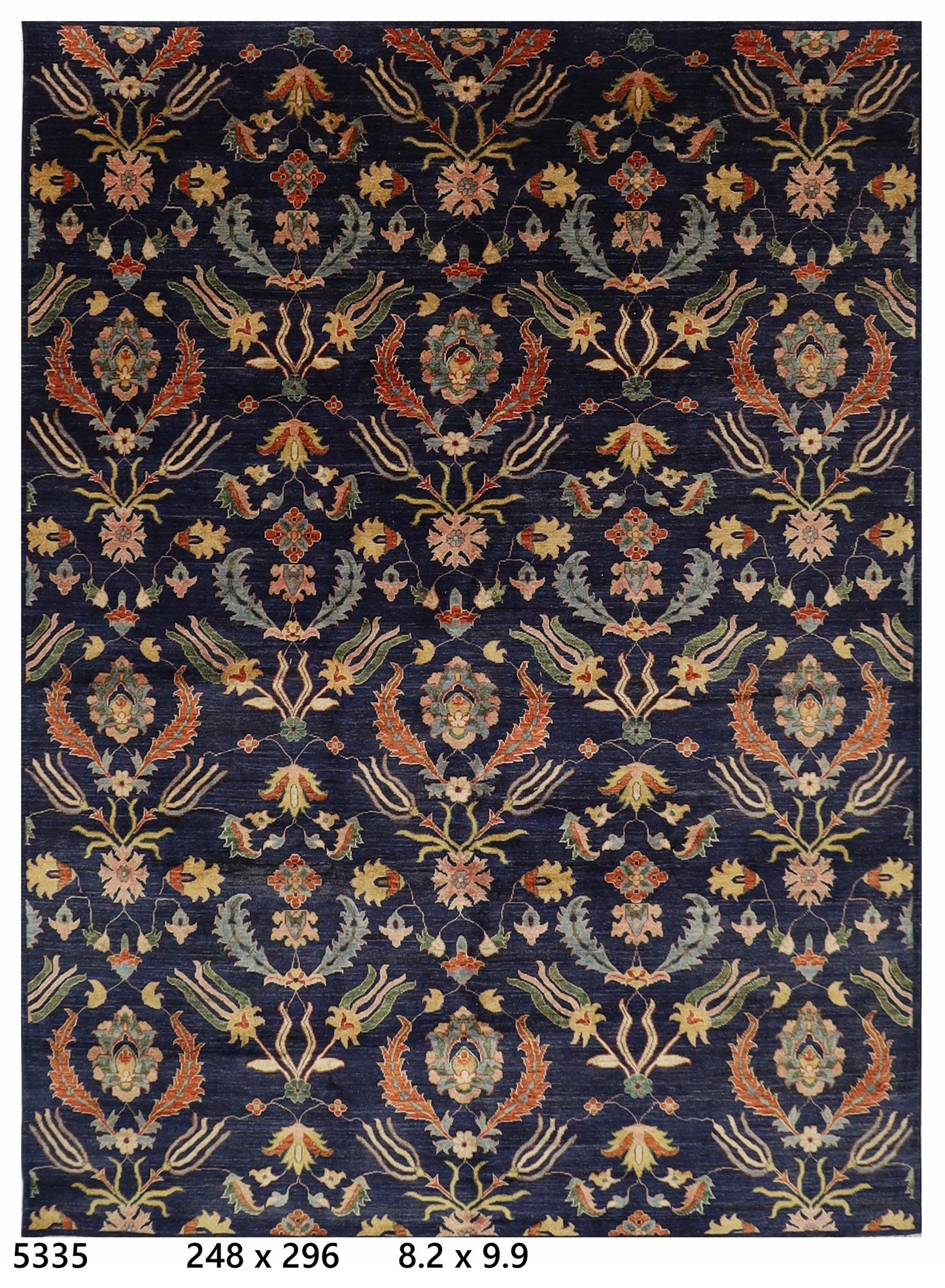 248 x 296 cm | Oriental Suzani Blue Area Rug Afghan Hand Knotted Veg Dye Wool carpet