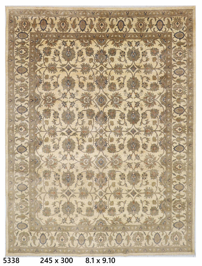 245 x 300 cm | Oriental Floral Beige Area Rug Afghan Hand Knotted Veg Dye Wool carpet