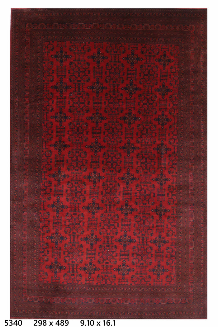 298 x 489 cm | Oriental Large Bokhara Area Rug Afghan Hand Knotted Wool carpet