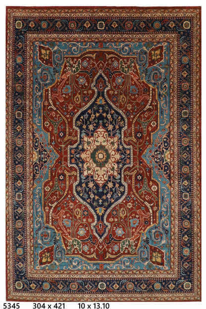 304 x 421 cm | Oriental Heriz Red Area Rug Afghan Hand Knotted Veg Dye Wool carpet