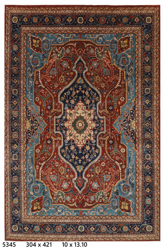 304 x 421 cm | Oriental Heriz Red Area Rug Afghan Hand Knotted Veg Dye Wool carpet