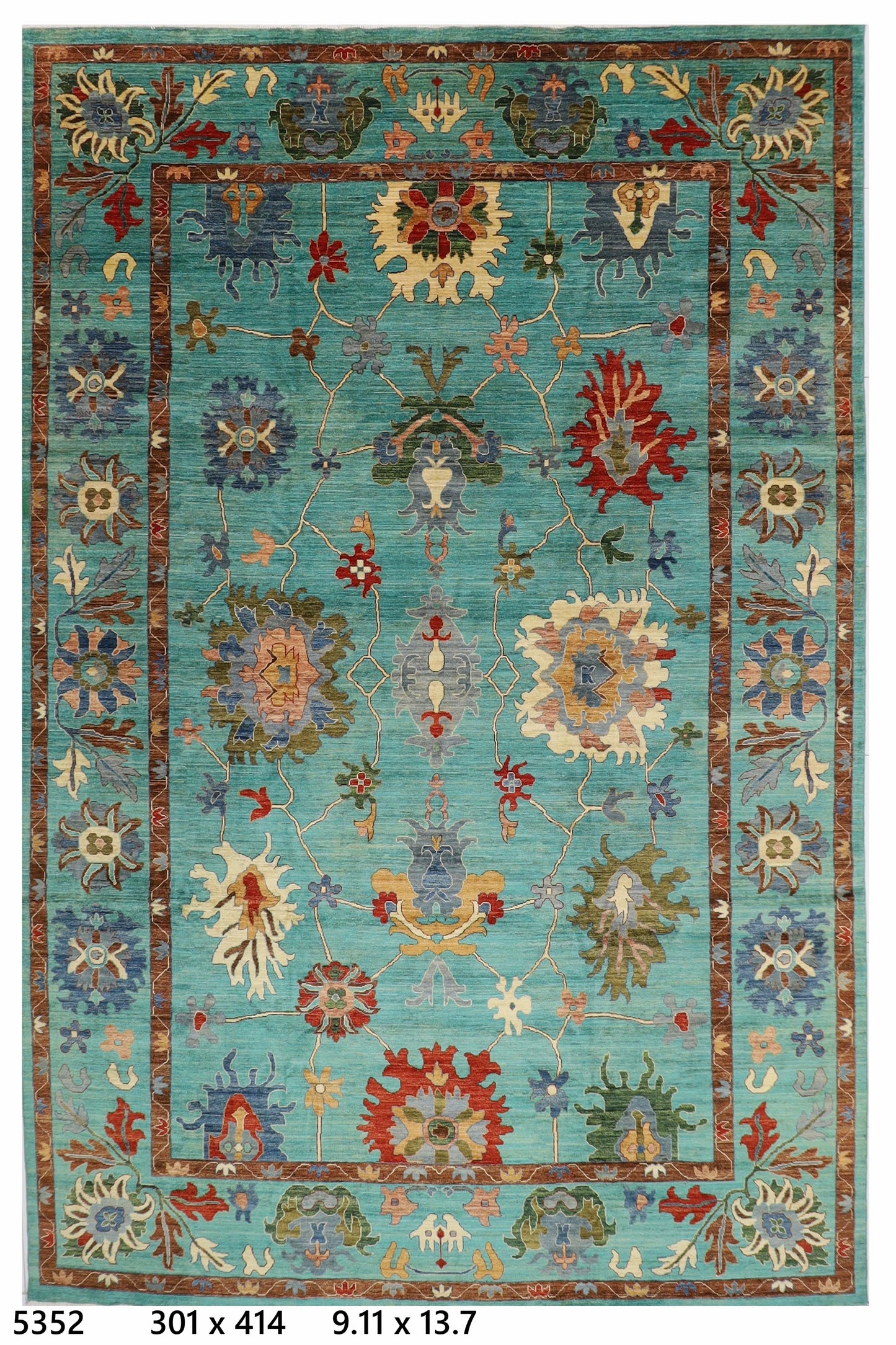301 x 414 cm | Oriental Oushak Style Area Rug Afghan Hand Knotted Veg Dye Wool carpet