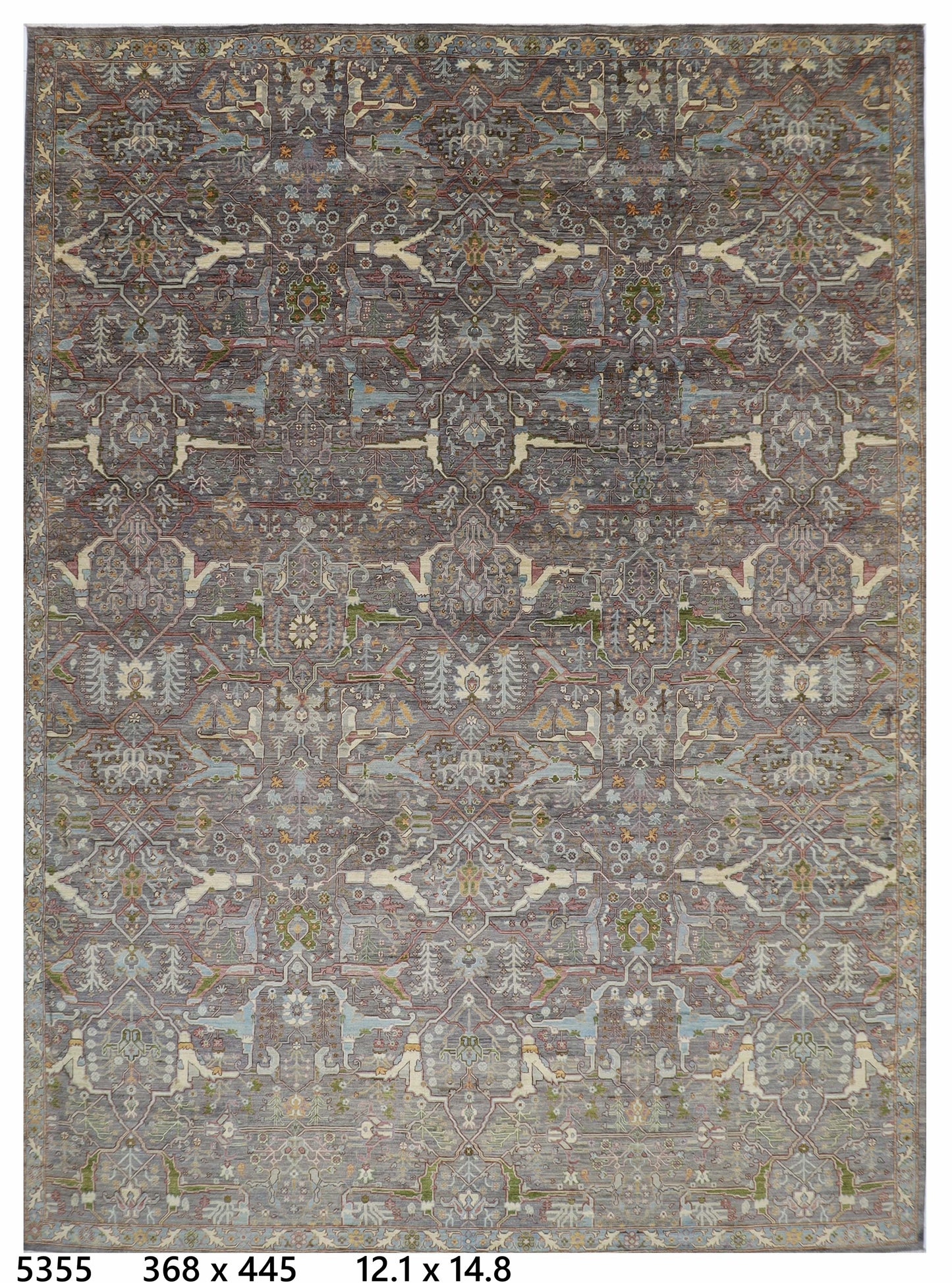368 x 445 cm | Large Oriental Bidjar Area Rug Afghan Hand Knotted Veg Dye Wool carpet