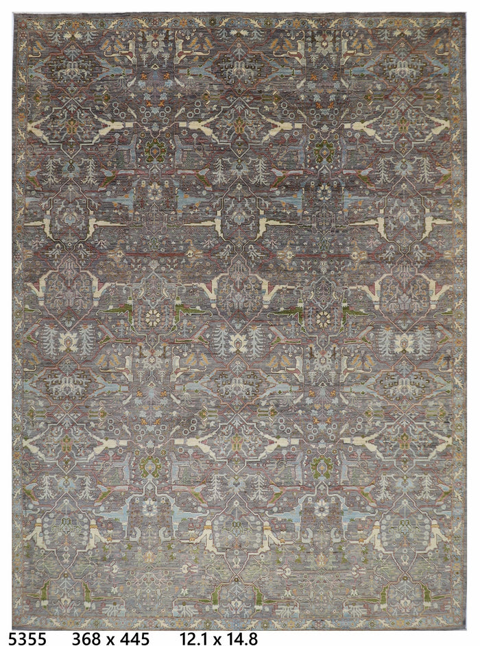 368 x 445 cm | Large Oriental Bidjar Area Rug Afghan Hand Knotted Veg Dye Wool carpet