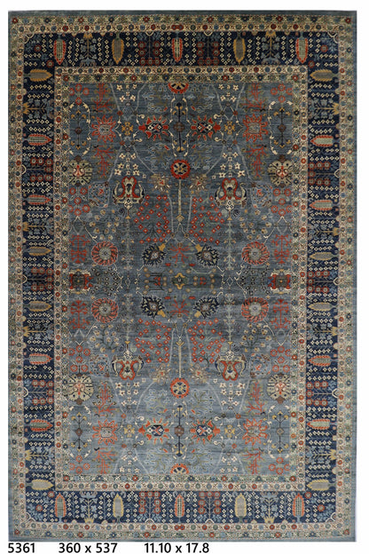 360 x 537 cm | Oriental Floral Gray Area Rug Afghan Hand Knotted Veg Dye Wool carpet