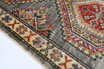 58 x 103 cm | Tribal Kazak gray Accent Rug Afghan Hand Knotted veg Dye Wool carpet - ART WOOL CARPET