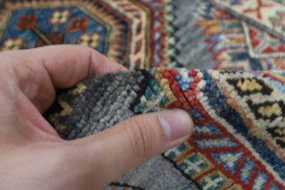 58 x 103 cm | Tribal Kazak gray Accent Rug Afghan Hand Knotted veg Dye Wool carpet - ART WOOL CARPET