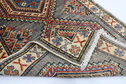 59 x 104 cm | Tribal Kazak gray Accent Rug Afghan Hand Knotted veg Dye Wool carpet - ART WOOL CARPET