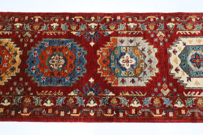 60 x 166 cm | Oriental Waziri Red Runner Rug Afghan Hand Knotted Veg Dye Wool carpet - ART WOOL CARPET
