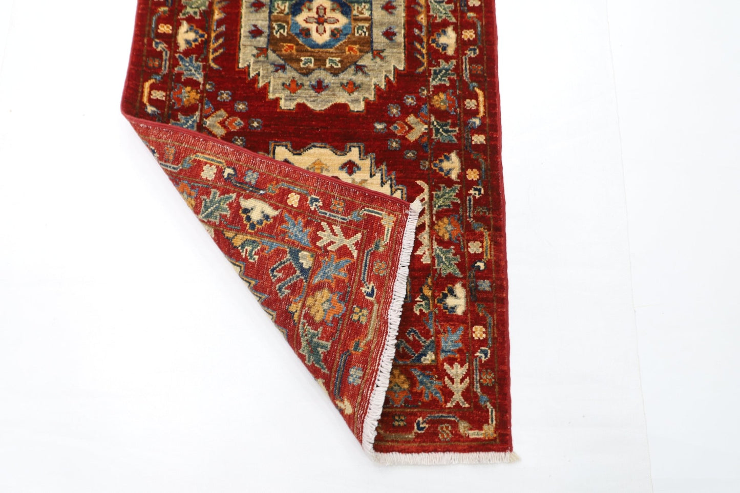 60 x 166 cm | Oriental Waziri Red Runner Rug Afghan Hand Knotted Veg Dye Wool carpet - ART WOOL CARPET