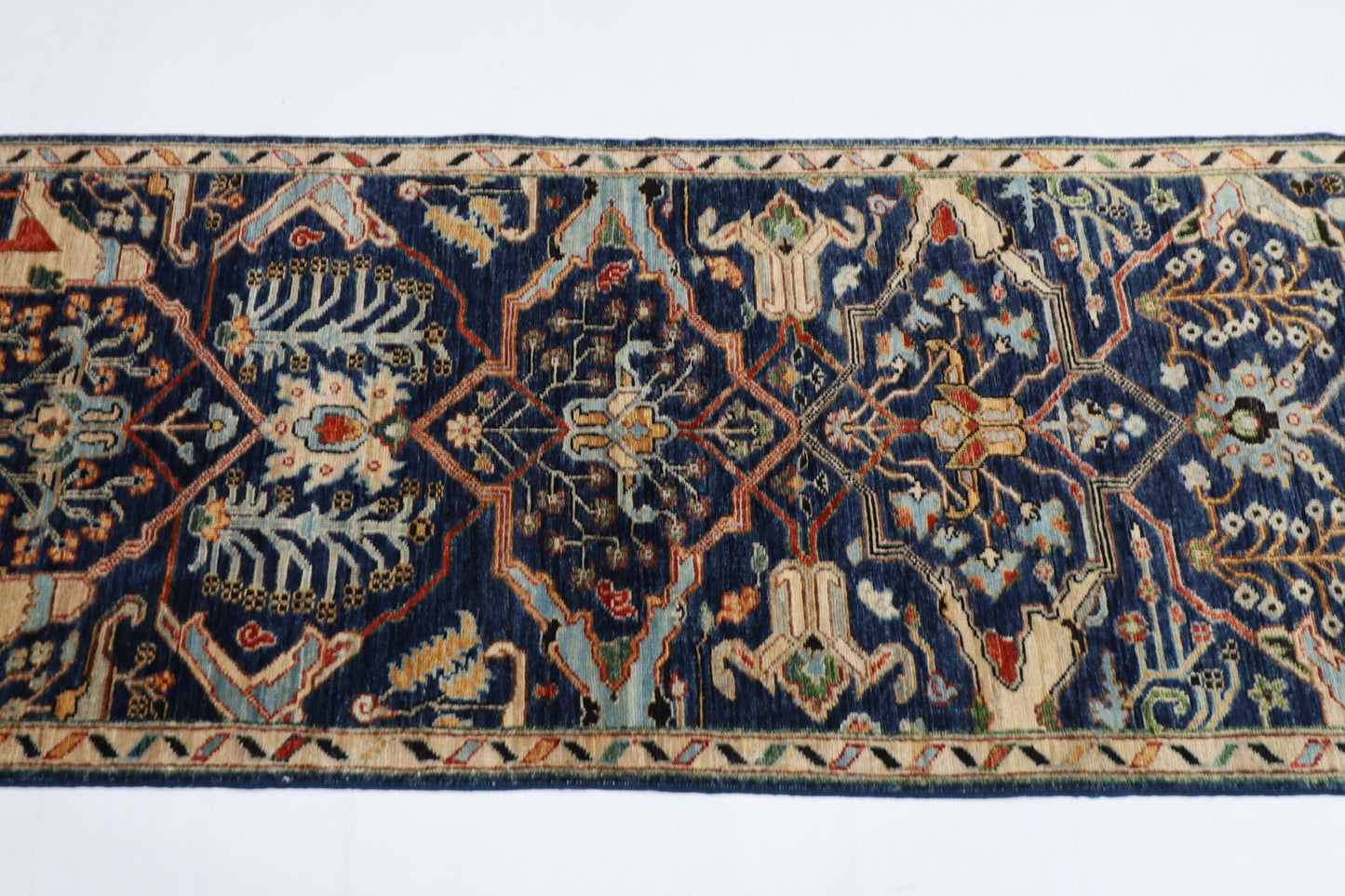 79 x 350 cm | Bidjar Blue Oriental Runner Rug Afghan Hand Knotted Veg Dye Wool carpet - ART WOOL CARPET