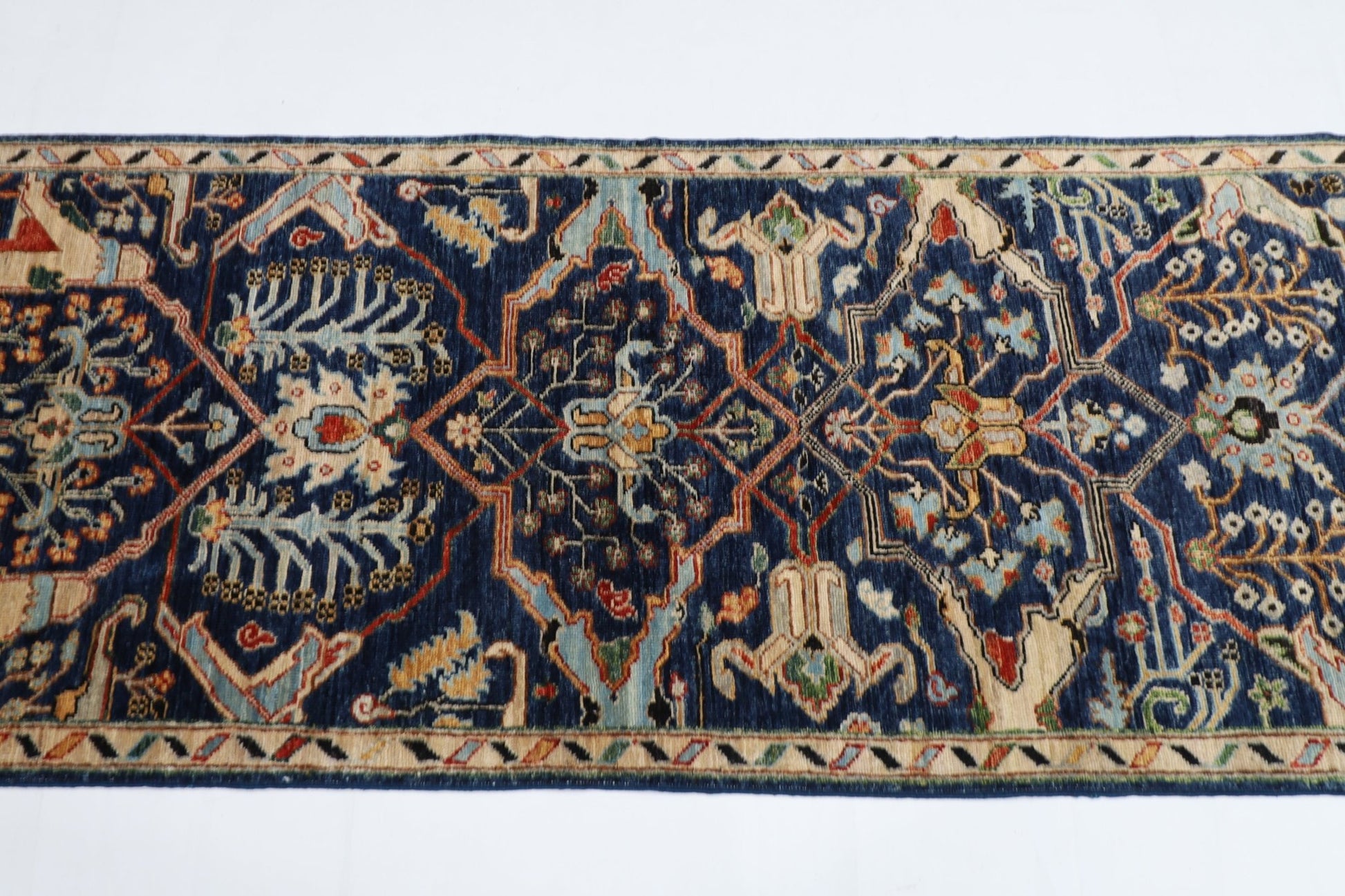 79 x 350 cm | Bidjar Blue Oriental Runner Rug Afghan Hand Knotted Veg Dye Wool carpet - ART WOOL CARPET