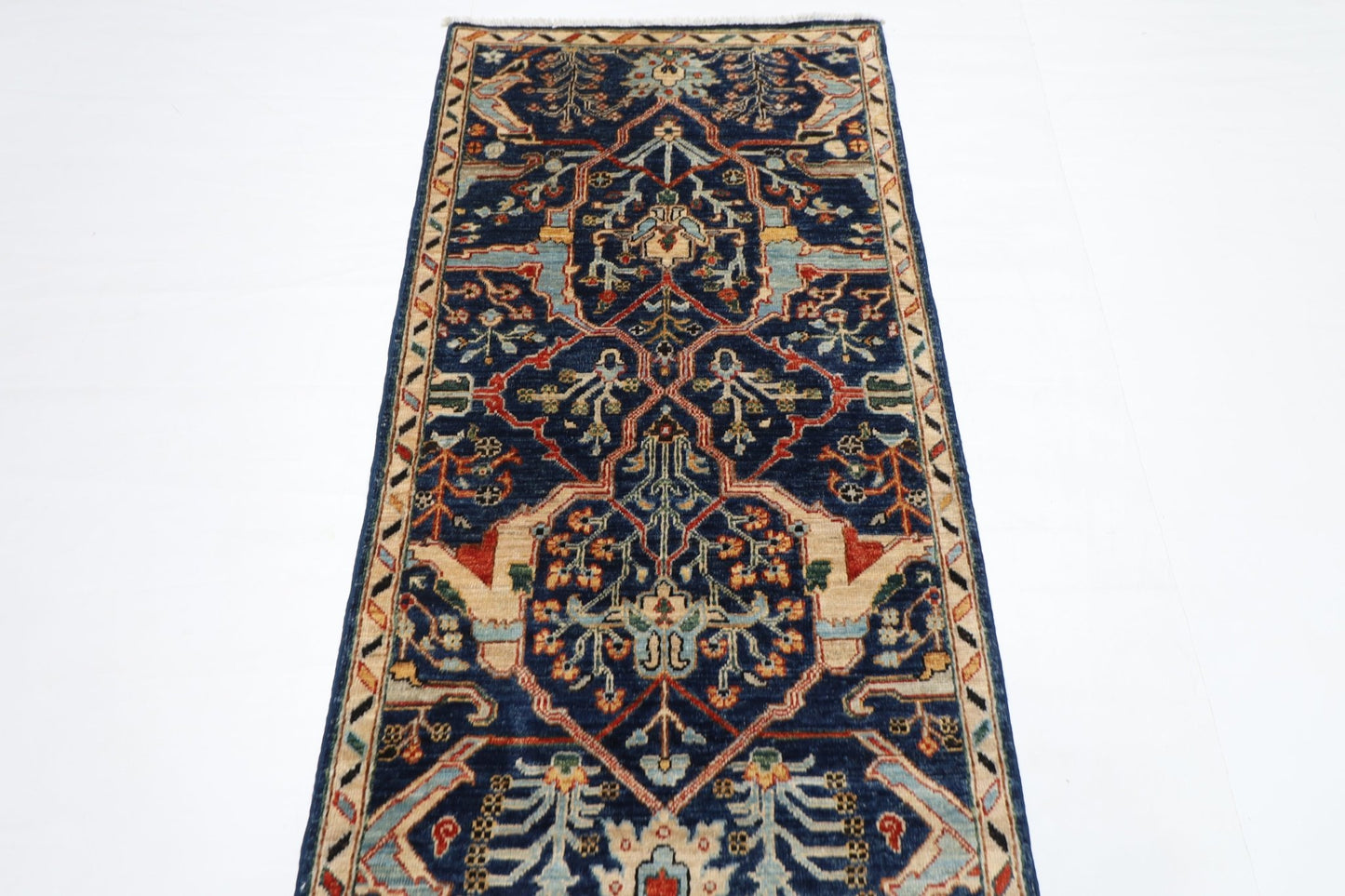 79 x 350 cm | Bidjar Blue Oriental Runner Rug Afghan Hand Knotted Veg Dye Wool carpet - ART WOOL CARPET