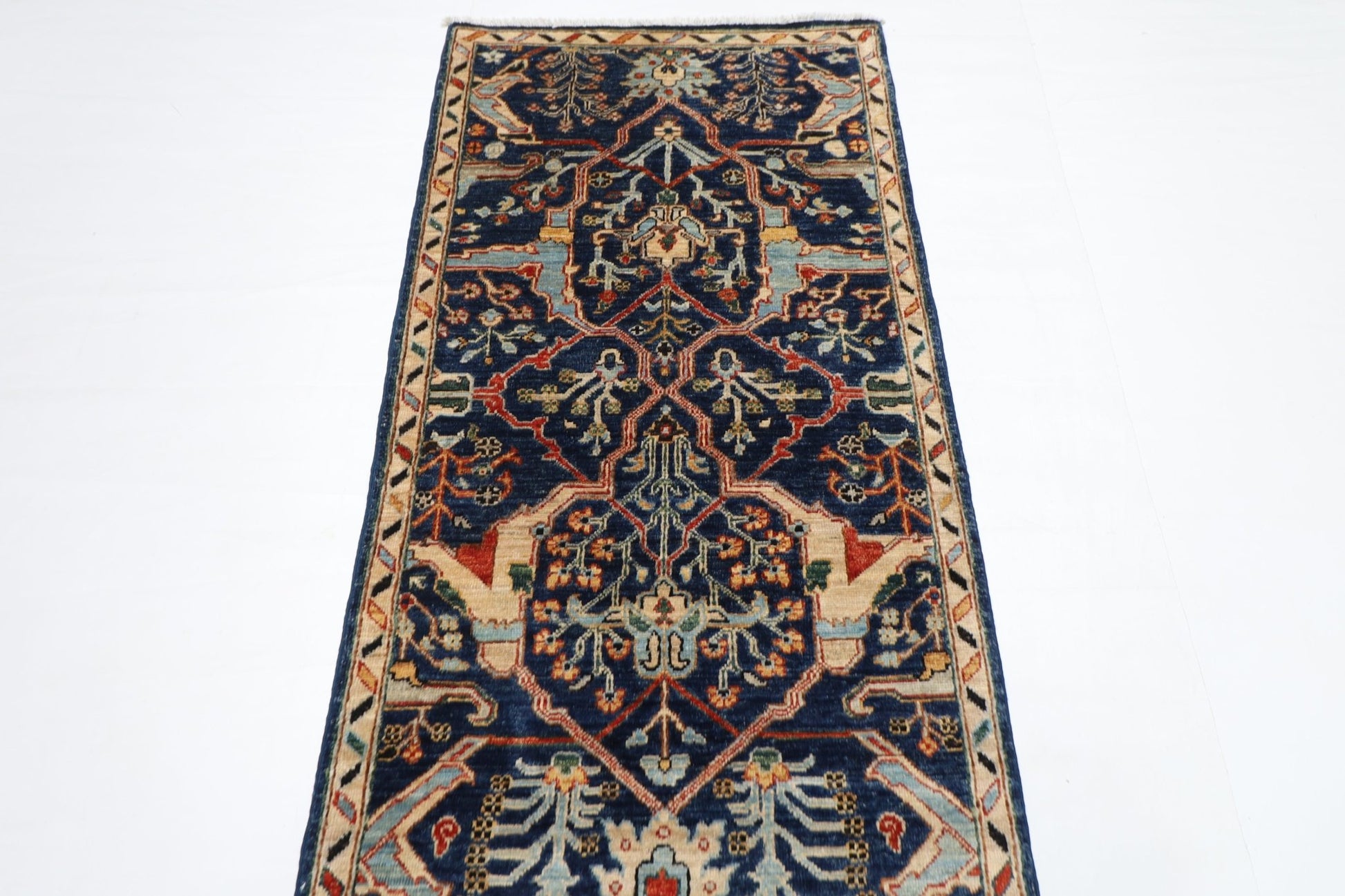 79 x 350 cm | Bidjar Blue Oriental Runner Rug Afghan Hand Knotted Veg Dye Wool carpet - ART WOOL CARPET