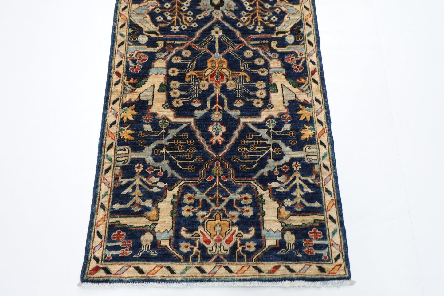 79 x 350 cm | Bidjar Blue Oriental Runner Rug Afghan Hand Knotted Veg Dye Wool carpet - ART WOOL CARPET