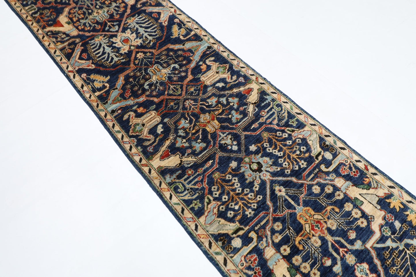 79 x 350 cm | Bidjar Blue Oriental Runner Rug Afghan Hand Knotted Veg Dye Wool carpet - ART WOOL CARPET