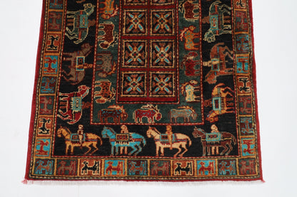 80 x 120 cm | Tribal Animal Area Rug Afghan Hand Knotted veg Dye Wool carpet - ART WOOL CARPET
