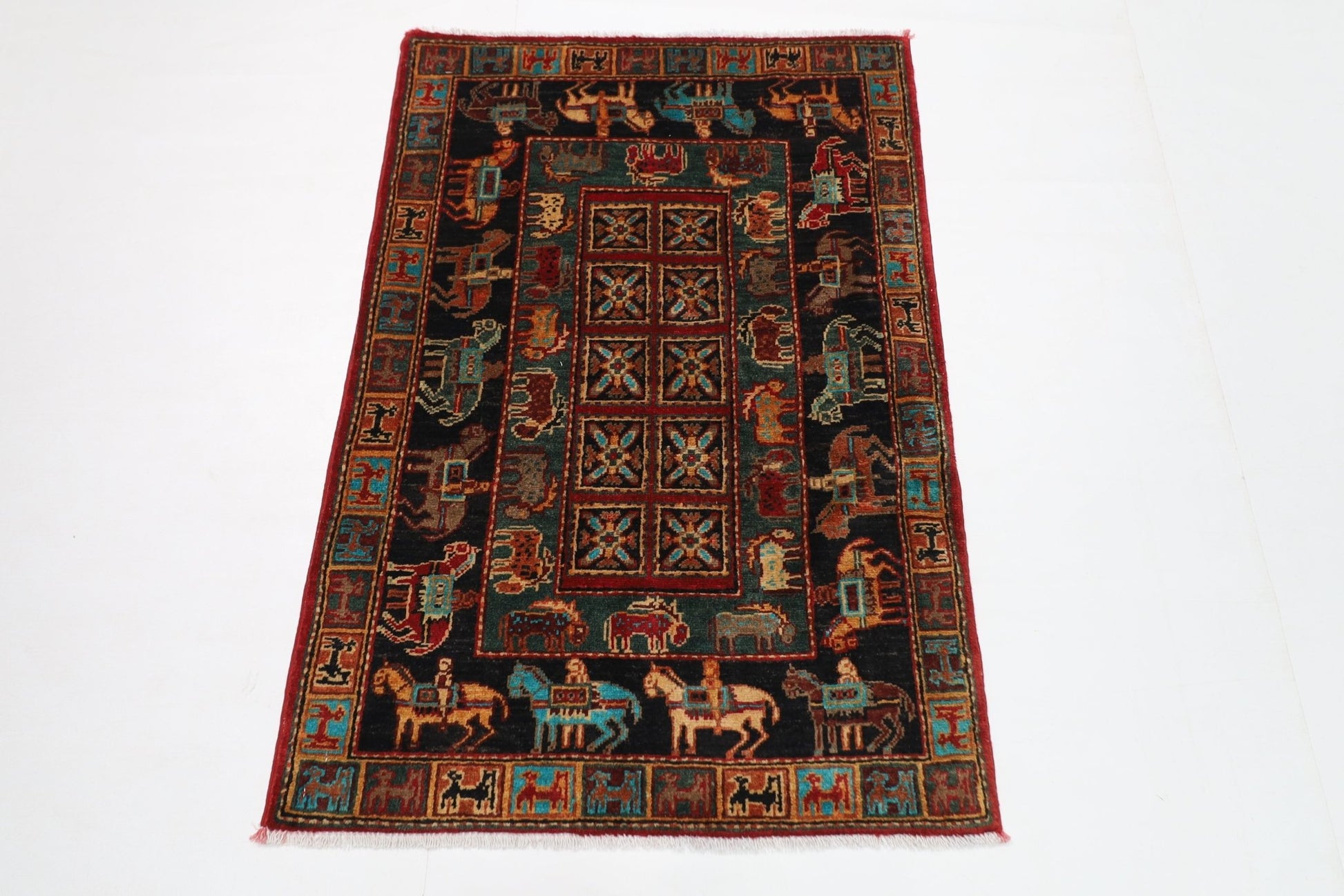 80 x 120 cm | Tribal Animal Area Rug Afghan Hand Knotted veg Dye Wool carpet - ART WOOL CARPET