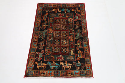 80 x 120 cm | Tribal Animal Area Rug Afghan Hand Knotted veg Dye Wool carpet - ART WOOL CARPET